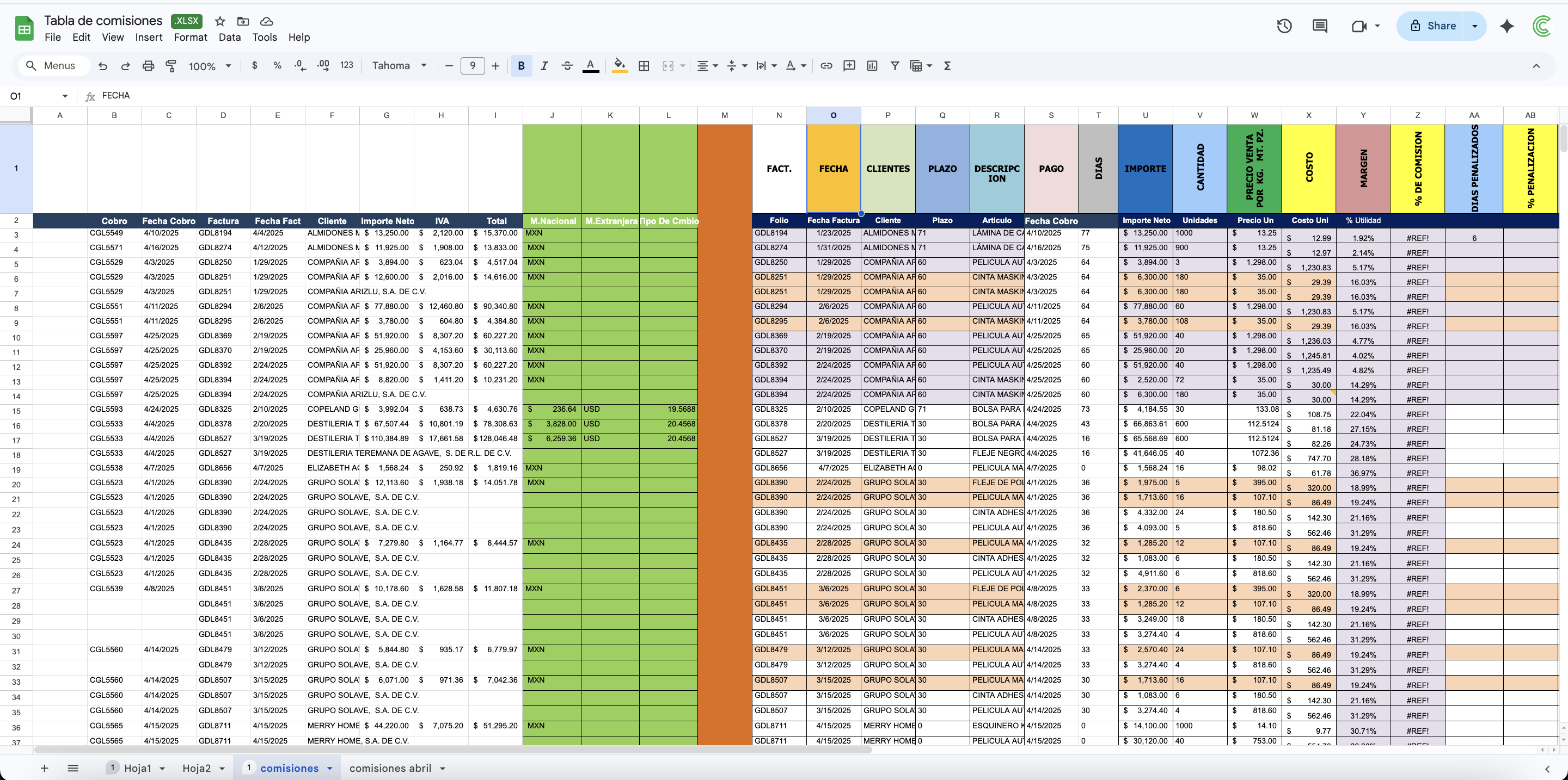 Gestion de comisiones en Excel - complejo y propenso a errores